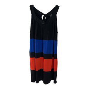En Focus Women Plus Size 18W Sleeveless Colorblock Dress – Black Blue Orange – T